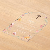 Stijlvolle Wildflower Meadow Garden Doop Acryl Uitnodigingen (Laagn)