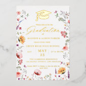 Stijlvolle Wildflower Meadow Garden Twin Afstudere Folie Uitnodiging (Voorkant)