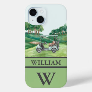 Stijlvolle winkelwagen Cursus Clubs Monogram Naam iPhone 15 Case
