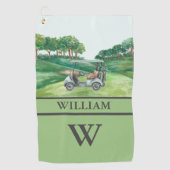 Stijlvolle winkelwagen Cursus Clubs Monogram Naam Golfhanddoek (Voorkant)