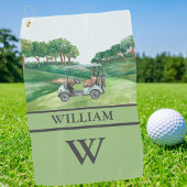 Stijlvolle winkelwagen Cursus Clubs Monogram Naam Golfhanddoek