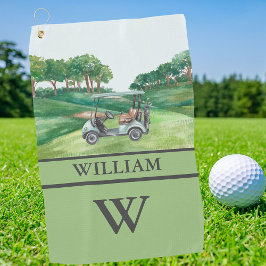 Stijlvolle winkelwagen Cursus Clubs Monogram Naam Golfhanddoek