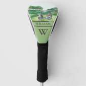 Stijlvolle winkelwagen Cursus Clubs Monogram Naam Golfheadcover (Voorkant)
