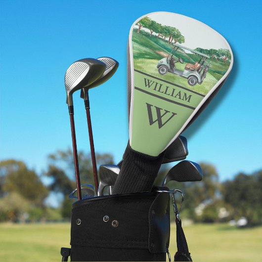 Stijlvolle winkelwagen Cursus Clubs Monogram Naam Golfheadcover