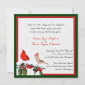Stijlvolle winter kardinalen bruiloft uitnodiging (Voorkant)