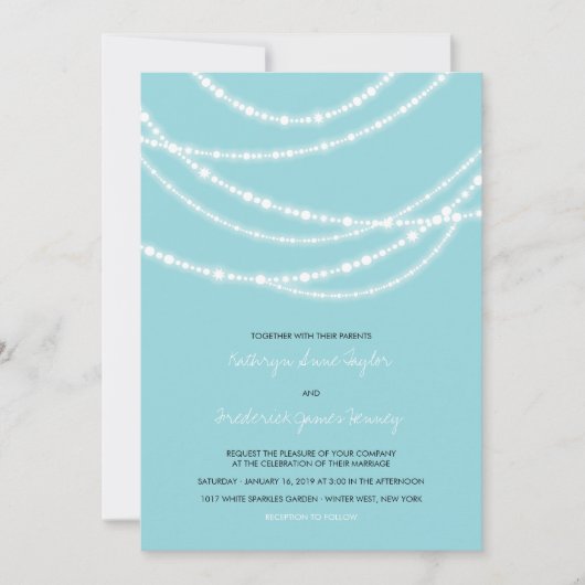 Stijlvolle winter met gloed bruiloft 2in1 Uitnodig Kaart (Voorkant)