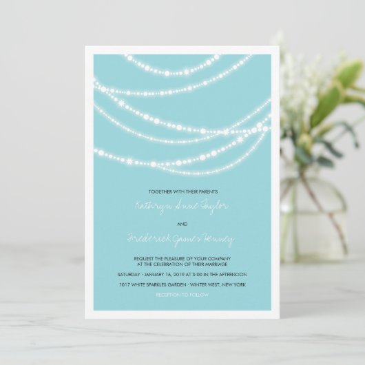 Stijlvolle winter met gloed bruiloft 2in1 Uitnodig Kaart (Staand voorkant)