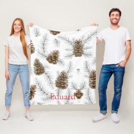 Stijlvolle Winter Vakantie Pinecone Monogram Fleece Deken