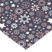 Stijlvolle winterblauwe, roze metallic sneeuwvlokk korte tafelloper (Hoek)