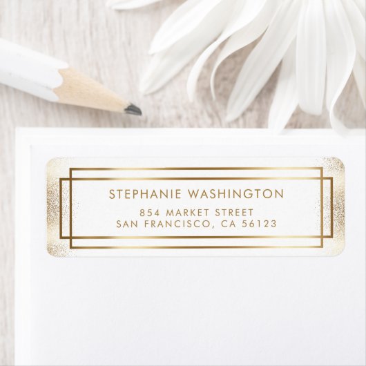 Stijlvolle Wit & Gouden Grens Bruiloft Etiket (Insitu)