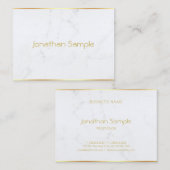 Stijlvolle Wit Marmeren Gouden Tekst Moderne Sjabl Visitekaartje (Voorkant / Achterkant)