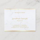 Stijlvolle Wit Marmeren Gouden Tekst Moderne Sjabl Visitekaartje (Achterkant)