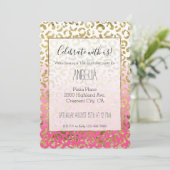 Stijlvolle Wit Roze Gouden Luipaard Kaart (Staand voorkant)