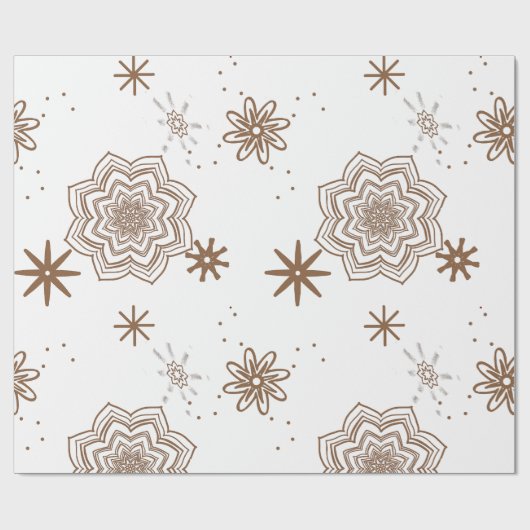 Stijlvolle witgouden bloemen cadeaupapier (Vlak)