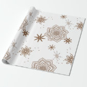 Stijlvolle witgouden bloemen cadeaupapier (Uitgerold)