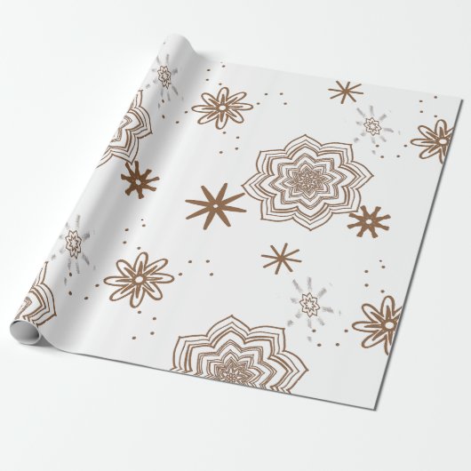 Stijlvolle witgouden bloemen cadeaupapier (Uitgerold)