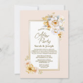 Stijlvolle witgouden bloemenbruiloft na feest kaart (Voorkant)