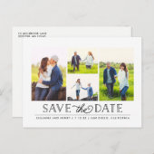 Stijlvolle Witte 4 Foto Sla de datum Briefkaart (Voorkant / Achterkant)