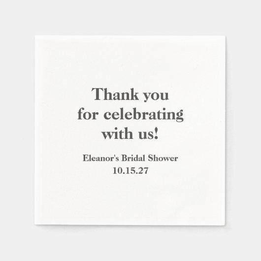 Stijlvolle witte aangepaste Vrijgezellenfeest dank Servet (Voorkant)