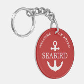 Stijlvolle witte anker aangepaste bootnaam nautisc sleutelhanger (Voorkant Links)