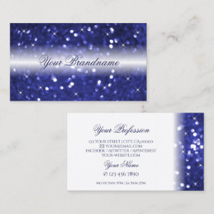 Stijlvolle witte blauwe glitter sterren glamoureus visitekaartje