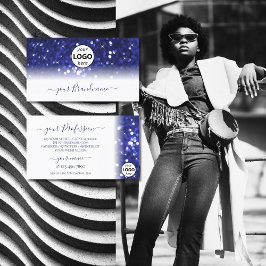 Stijlvolle witte blauwe glittersterren met Logo Visitekaartje