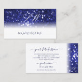 Stijlvolle witte blauwe sparkle Glitter Stars Init Visitekaartje (Voorkant / Achterkant)