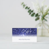 Stijlvolle witte blauwe sparkle Glitter Stars Init Visitekaartje (Staand voorkant)