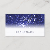 Stijlvolle witte blauwe sparkle Glitter Stars Init Visitekaartje (Voorkant)
