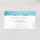 Stijlvolle witte Blauwgroen glitter lichtgevende s Visitekaartje (Achterkant)