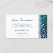 Stijlvolle witte Blauwgroen Paarse sparkle Glitter Visitekaartje (Achterkant)