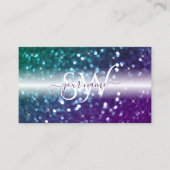 Stijlvolle witte Blauwgroen Paarse sparkle Glitter Visitekaartje (Voorkant)
