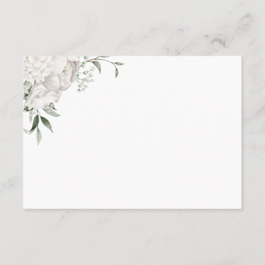 Stijlvolle witte bloemen bruiloft details informatiekaartje (Achterkant)