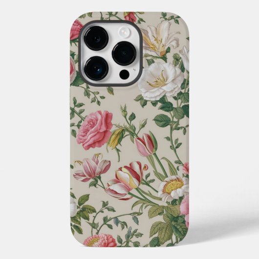 Stijlvolle witte bloemenachtergrond Case-Mate iPhone case (Achterkant)