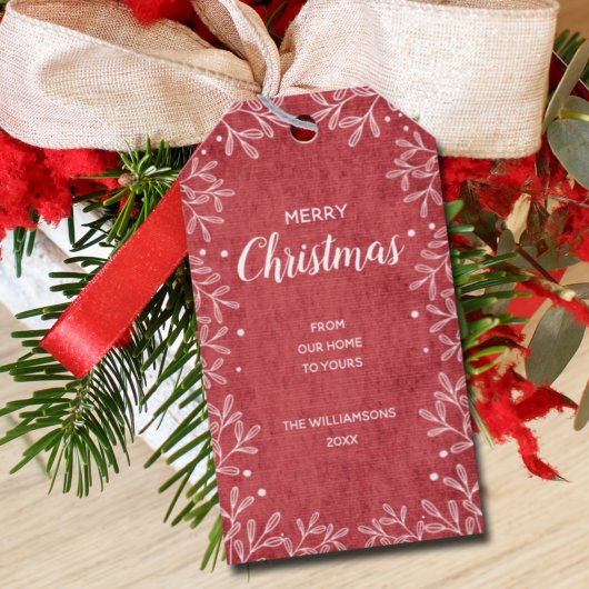 Stijlvolle witte chemicaliën op rode Labels Cadeaulabel