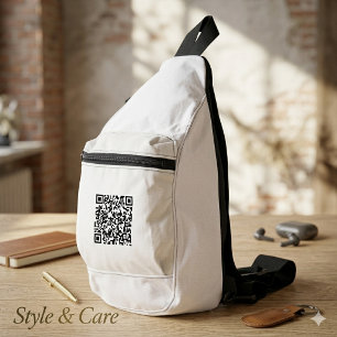 Stijlvolle witte Cut Sew Slingtas met QR-code Sling Bag