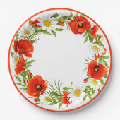 Stijlvolle witte dagen rode papaver, langwerpig, papieren bordje (Voorkant)