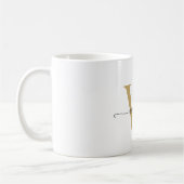 Stijlvolle witte en gouden monogram naam script koffiemok (Links)