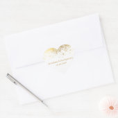 Stijlvolle witte en gouden sneeuwvlokken | Bruilof Hart Sticker (Envelop)