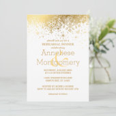 Stijlvolle, witte en goudsneeuwvloke repetitie kaart (Staand voorkant)