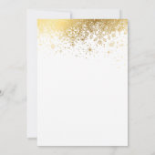 Stijlvolle, witte en goudsneeuwvloke repetitie kaart (Achterkant)