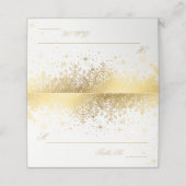 Stijlvolle witte en goudsneeuwvlokken plaatskaartje (Buitenkant ongevouwen)