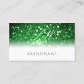 Stijlvolle witte en groene glazige Initialen Visitekaartje (Voorkant)