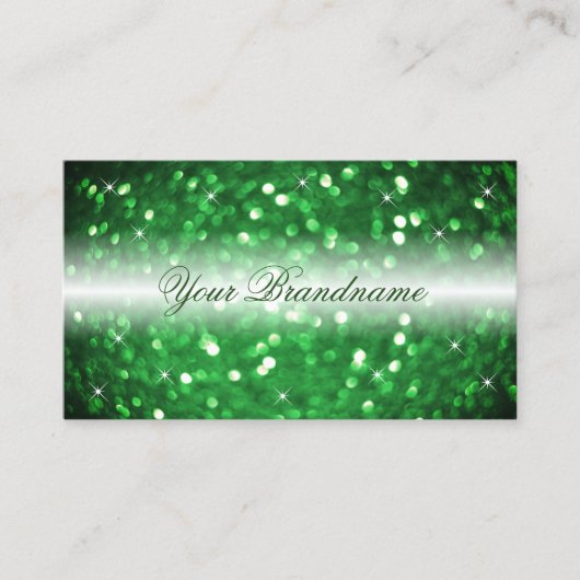 Stijlvolle witte en groene mousserende glitter Mod Visitekaartje (Voorkant)
