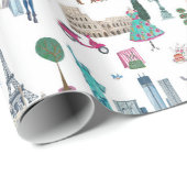 Stijlvolle witte en multikleurenwinkelmeisjes cadeaupapier (Rol Hoek)