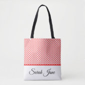Stijlvolle witte en rode poolpunten tote bag (Voorkant)