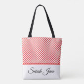Stijlvolle witte en rode poolpunten tote bag (Achterkant)