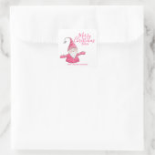 Stijlvolle witte en roze Schattigee Gnome Merry Ch Vierkante Sticker (Tas)