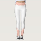 Stijlvolle witte en roze witte strepen en naam leggings (Voorkant)
