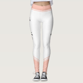 Stijlvolle witte en roze witte strepen en naam leggings
